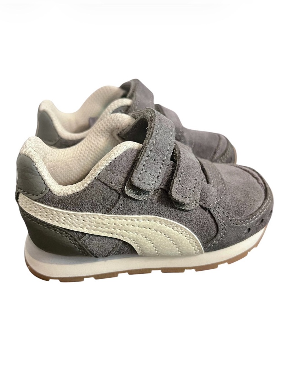 Puma Toddler Sneakers Size 5C – Grey Suede Velcro Shoes